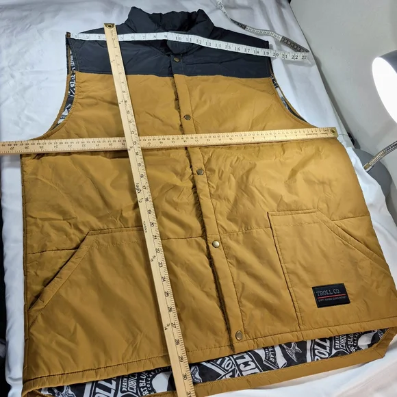 NWT Troll Co. Men's Redford Snap-Front Graphic Lined Vest Black/Saddle 3XL Moto - Picture 8 of 12